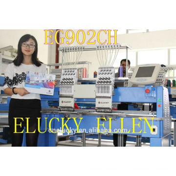 2015ELUCKY 2 heads Embroidery Machine for Cap/T-Shirt/Flat Embroidery